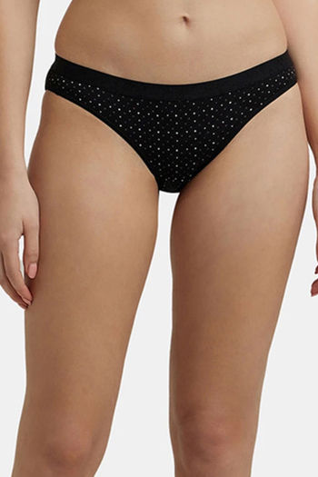 Buy Jockey Low Rise Full Coverage Bikini Panty - Black print